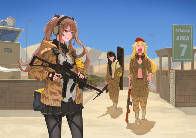 Обои картинки фото аниме, girls frontline, фон, взгляд, девушка