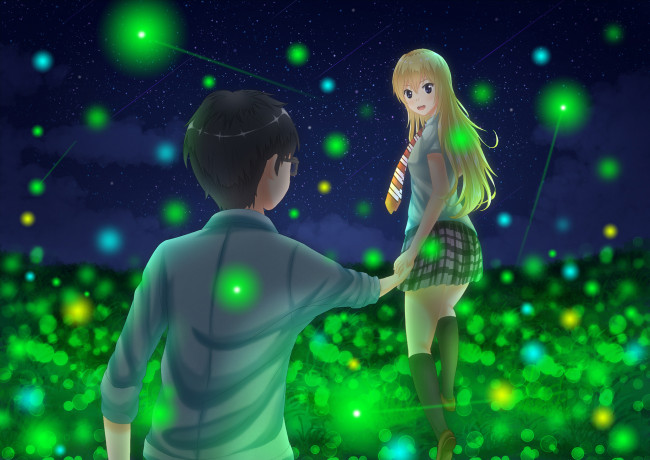 Обои картинки фото аниме, shigatsu wa kimi no uso, двое