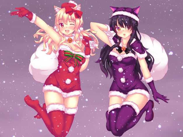 Обои картинки фото аниме, зима,  новый год,  рождество, fast-runner-2024