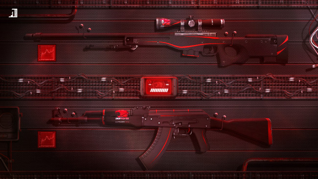 Обои картинки фото оружие, автоматы, sci-fi, redline, ibuypower, game, weapons, global, offensive, counter, strike, awp, ak-47