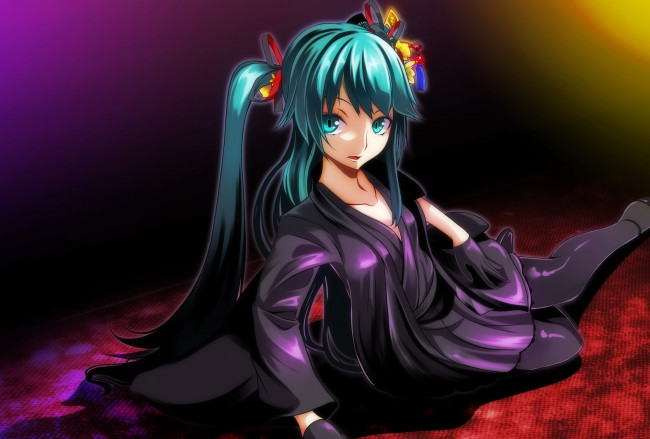 Обои картинки фото аниме, vocaloid, фон, взгляд, девушка