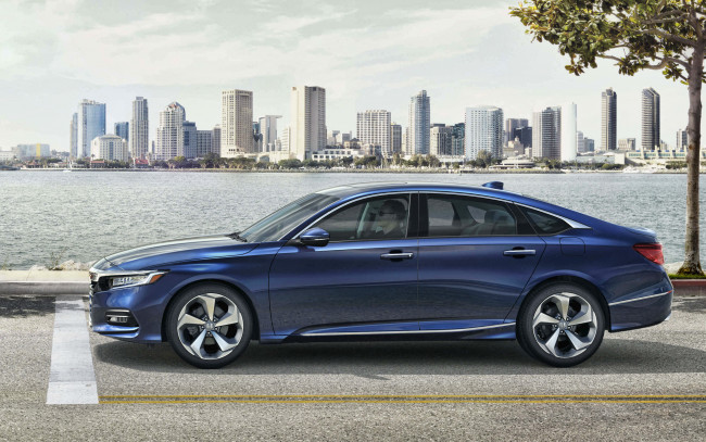 Обои картинки фото 2020 honda accord, автомобили, honda, accord, 2020, внешность, вид, сбоку, i-vtec, синий, седан, японские
