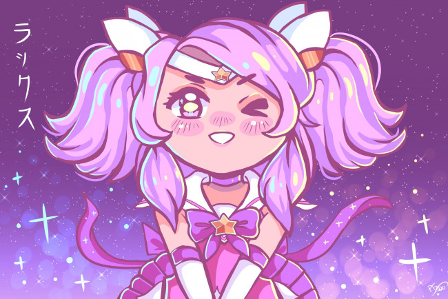 Обои картинки фото видео игры, league of legends, персонаж, девочка, звезды, lux