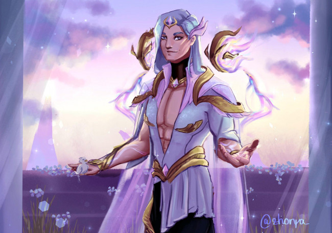 Обои картинки фото видео игры, league of legends, парень, цветы, балкон