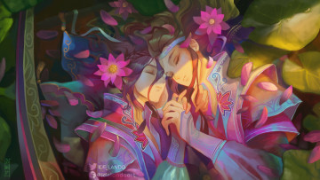 Картинка аниме mo+dao+zu+shi цзянь чэн лань сичень лодка озеро лотосы