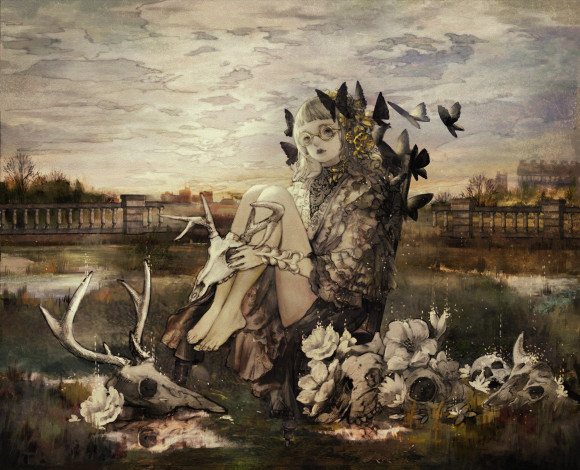 Обои картинки фото аниме, животные,  существа, девушка