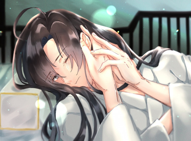 Обои картинки фото аниме, mo dao zu shi, вэй, усянь, лицо, руки