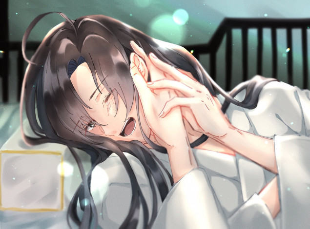 Обои картинки фото аниме, mo dao zu shi, вэй, усянь, лицо, руки