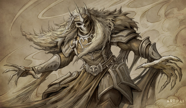 Обои картинки фото фэнтези, демоны, демон, череп, броня