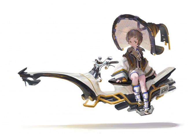 Обои картинки фото аниме, оружие,  техника,  технологии, девушка