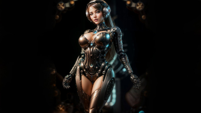 Обои картинки фото фэнтези, роботы,  киборги,  механизмы, нейросети, графика, нейроарт, ai, art, нейронные, сети, рисунки, нейро, искусство, девушка, киборг