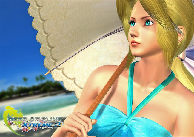 Обои картинки фото видео игры, dead or alive,  xtreme 2, девушка, зонт, бассейн