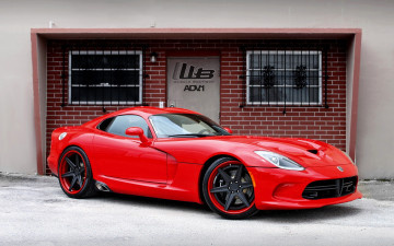 обоя dodge viper, автомобили, dodge, красный, здание