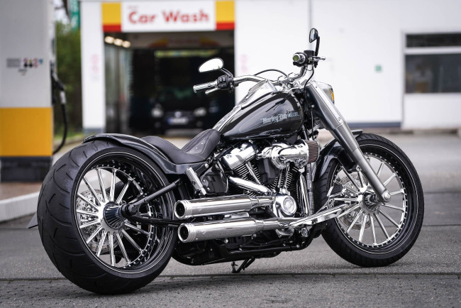 Обои картинки фото харлей, мотоциклы, harley-davidson, мотоцикл, байк, чёрный, thunderbike, customs
