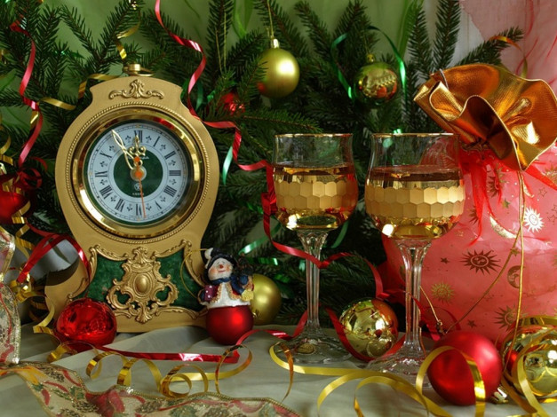 Обои картинки фото xsanf, на, часах, двенадцать, без, пяти, праздничные, угощения