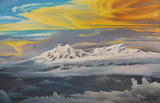 Обои картинки фото рисованные, природа, горы