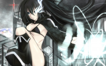 Картинка аниме black rock shooter девушка мато курои стрелок с черной скалы город