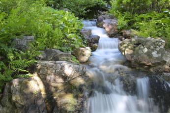 Картинка chicago botanic garden glencoe illinois природа водопады Чикагский ботанический сад гленко иллинойс каскад камни