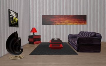 Картинка 3д графика realism реализм стол диван