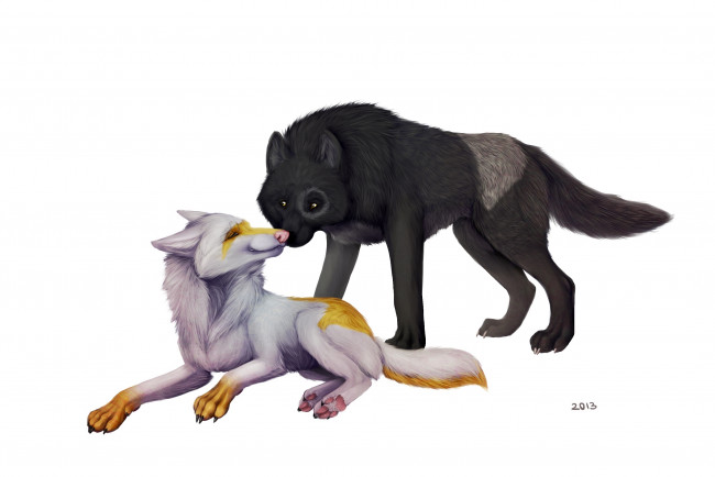 Обои картинки фото рисованные, животные, сказочные, мифические, собаки