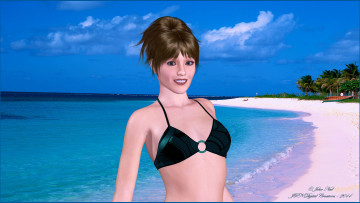 Картинка 3д+графика люди+ people девушка море пляж взгляд