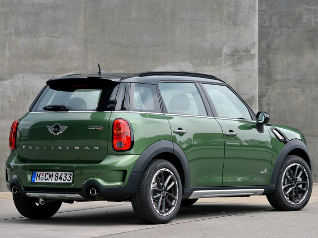Обои картинки фото автомобили, mini, зеленый, 2014г, r60, cooper, s, countryman