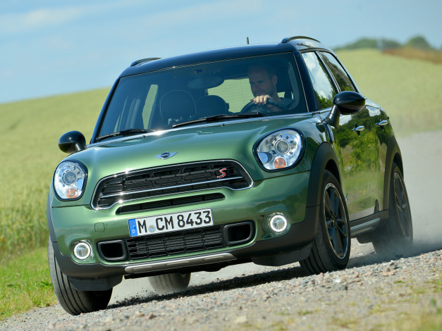 Обои картинки фото автомобили, mini, зеленый, 2014г, r60, s, countryman, cooper