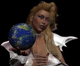 Картинка 3д+графика люди+ people фон девушка взгляд глобус