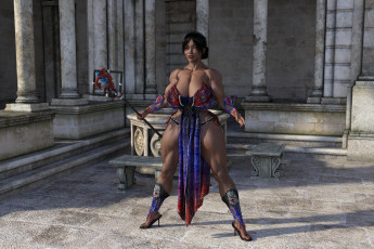 Картинка 3д+графика фантазия+ fantasy оружие фон взгляд девушка