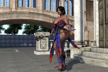 Картинка 3д+графика фантазия+ fantasy фон взгляд девушка оружие