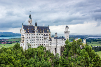 Картинка schloss+neuschwanstein города замок+нойшванштайн+ германия лес замок холм