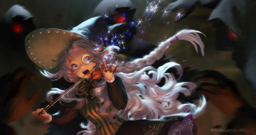 Картинка аниме pixiv+fantasia косы шляпа девочка скрипка искры арт lost elle pixiv fantasia