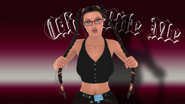 Картинка 3д+графика люди+ people взгляд девушка косички фон