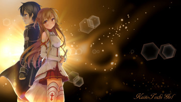 Картинка аниме sword+art+online пара блики аватары игроки арт yuuki asuna kirigaya kazuto sword art online девушка парень асуна кирито