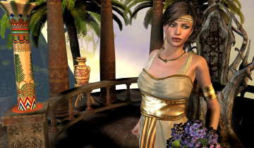 Картинка 3д+графика люди+ people взгляд девушка цветы фон