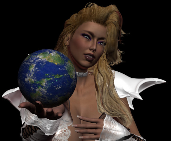 Обои картинки фото 3д графика, люди , people, фон, девушка, взгляд, глобус