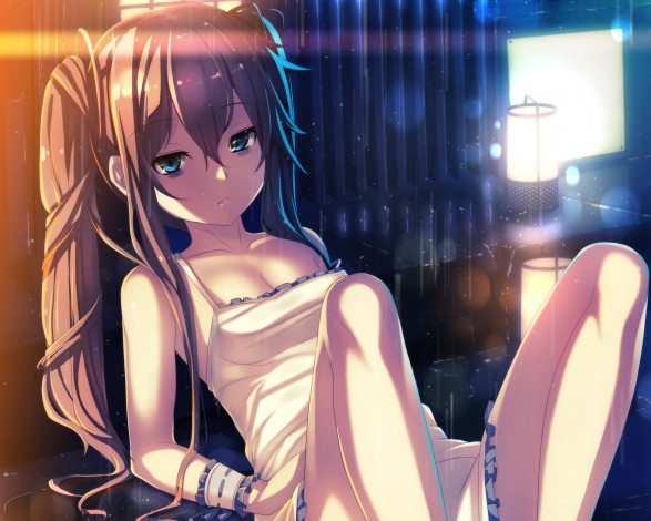 Обои картинки фото аниме, unknown,  другое, арт, девушка, взгляд, шатенка