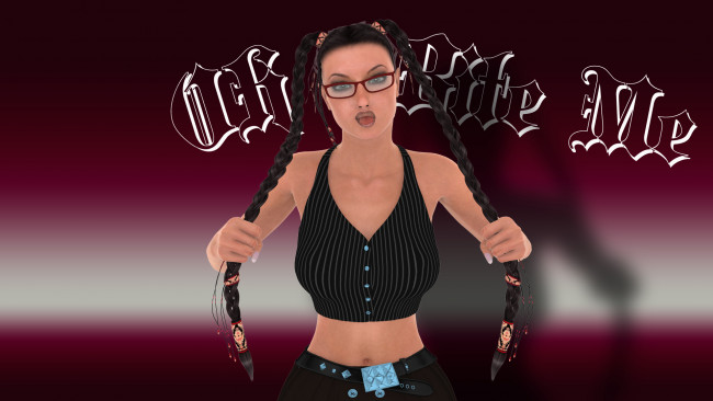 Обои картинки фото 3д графика, люди , people, взгляд, девушка, косички, фон