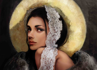 Картинка фэнтези ангелы девушка ангел нимб