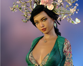 Картинка 3д+графика фантазия+ fantasy девушка взгляд фон