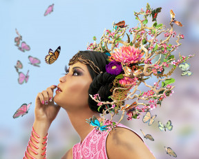 Картинка 3д+графика фантазия+ fantasy фон взгляд девушка