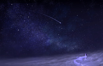 Картинка аниме unknown +другое небо девушка ночь падающая звезда танцует