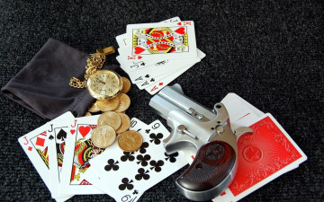 Картинка разное настольные+игры +азартные+игры часы монеты карты револьвер