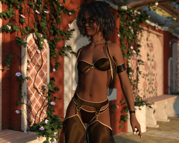 Обои картинки фото 3д графика, люди , people, взгляд, девушка, фон