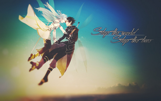 Обои картинки фото аниме, sword art online, кирито, асуна