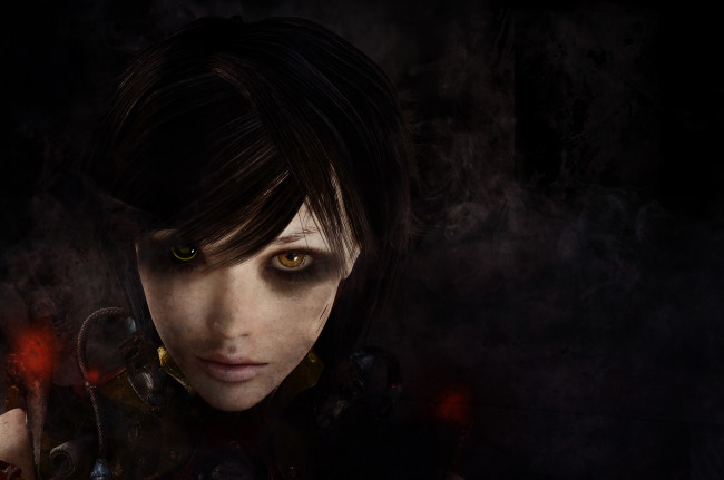 Обои картинки фото фэнтези, девушки, взгляд, фон, девушка