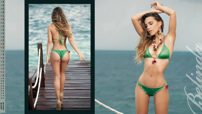 Обои картинки фото календари, девушки, поза, водоем