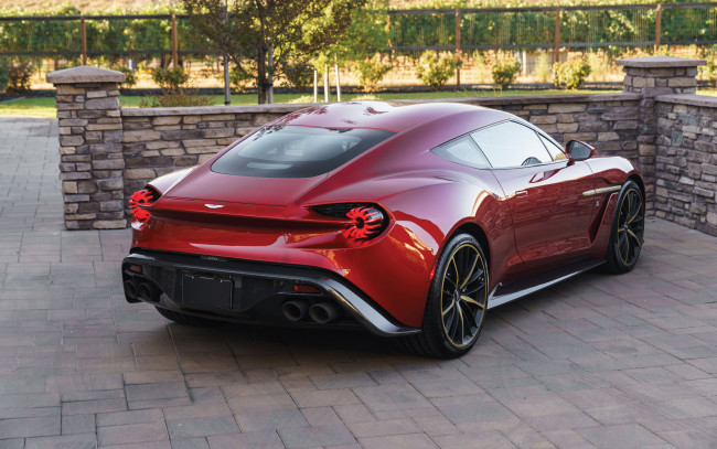 Обои картинки фото aston martin vanquish,  zagato shooting brake, автомобили, aston martin, aston, martin, vanquish, zagato, shooting, brake, вид, сзади, красный, гиперкар, тюнинг, британские