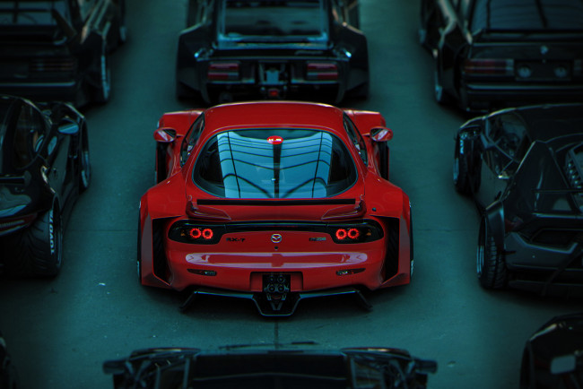 Обои картинки фото mazda rx-7, автомобили, виртуальный тюнинг, mazda, rx7, rx-7, роторное, чудовище, japan, legend, японская, легенда