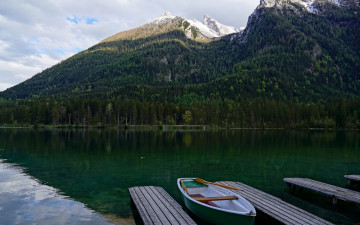 Картинка корабли лодки +шлюпки горы лес озеро лодка мостки